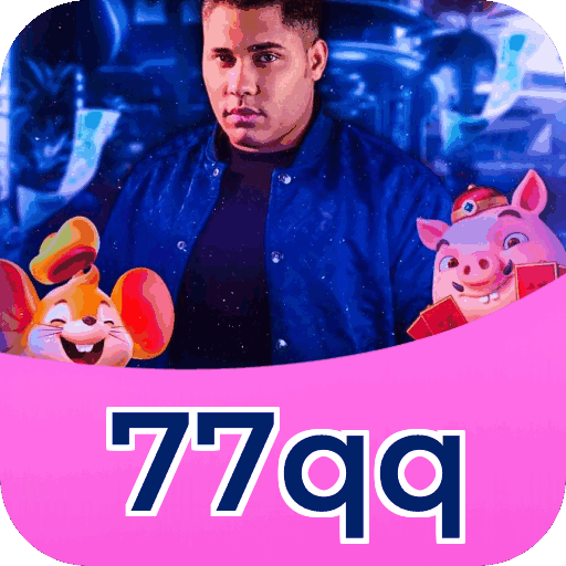 Interface do aplicativo 77qq mostrando jogos disponíveis no iOS e Android